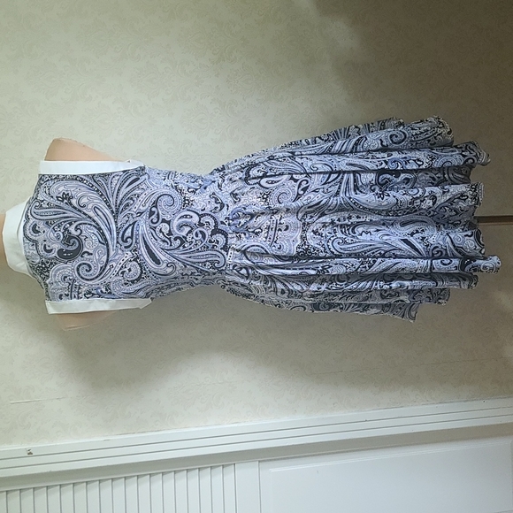 Trina Turk Paisley Blue White Silk Dress - Picture 3 of 7